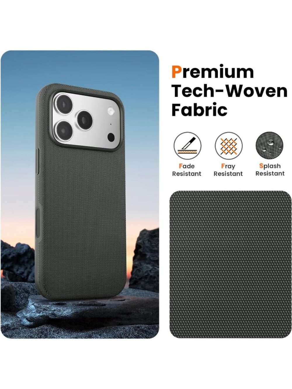 iPhone 18 Pro Max Black Techwoven Drop Protection Shockproof Skin-Friendly Case - Picture 4 of 7
